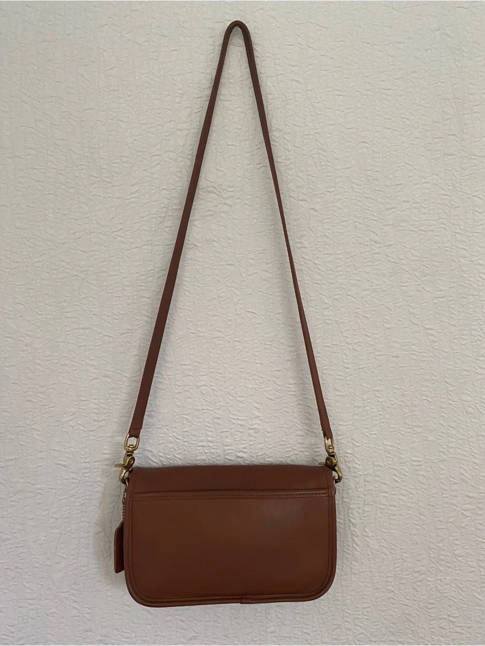 Coach Vintage Penny Pocket  Bag Tan Leather Crossbody Shoulder  Turnlock USA